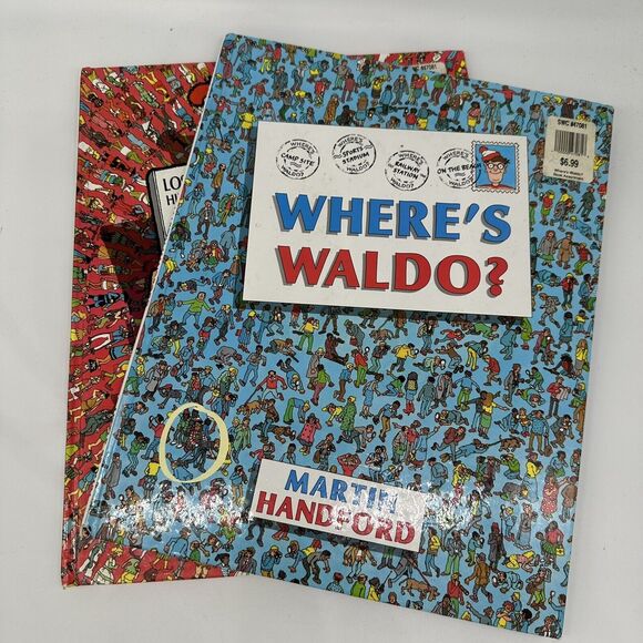 Lot of 2 VINTAGE 1987 Where's Waldo 1st Edition 1988 Find Waldo Now MARKED PAGES - Picture 1 of 12